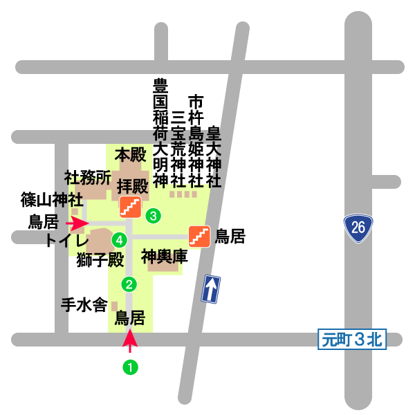 難波八阪神社境内図